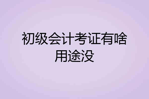 初级会计考证有啥用途没