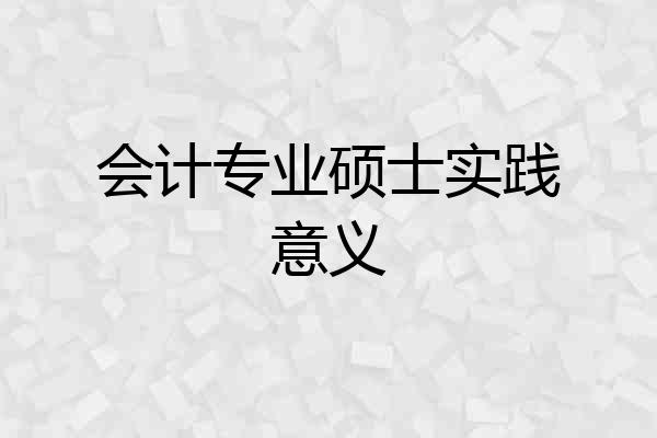 会计专业硕士实践意义