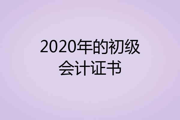 2020年的初级会计证书