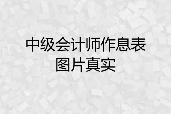 中级会计师作息表图片真实