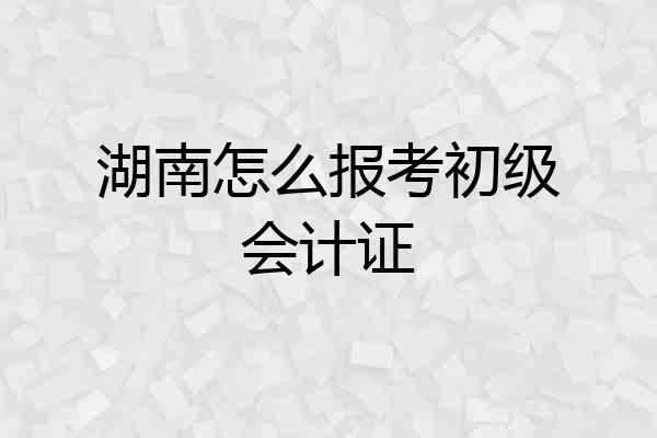 湖南怎么报考初级会计证