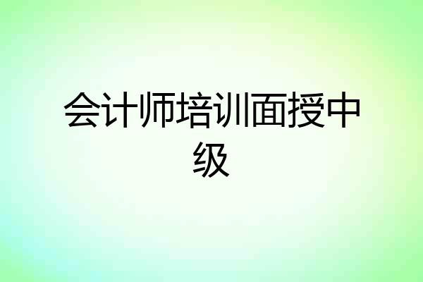 会计师培训面授中级