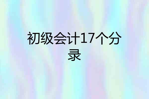 初级会计17个分录