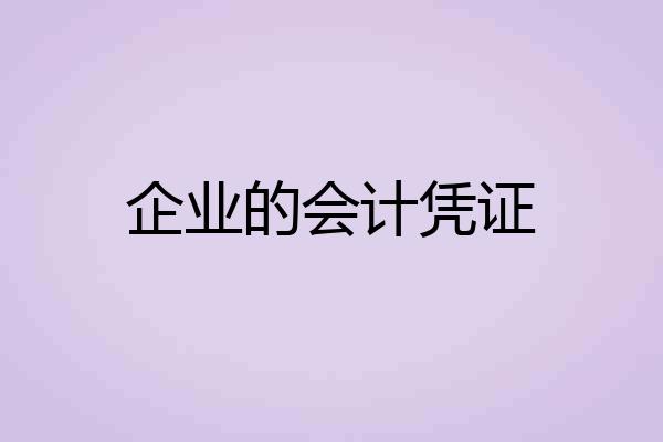 企业的会计凭证