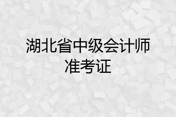 湖北省中级会计师准考证