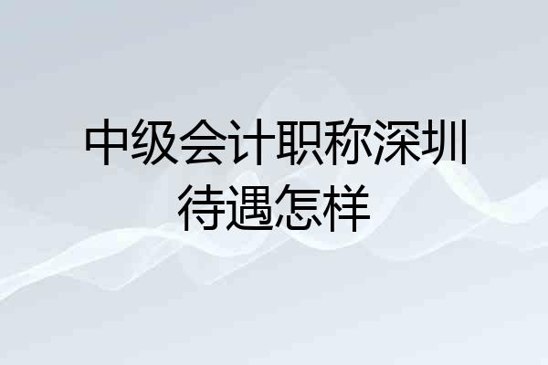 中级会计职称深圳待遇怎样