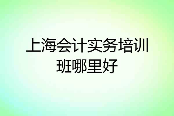 上海会计实务培训班哪里好