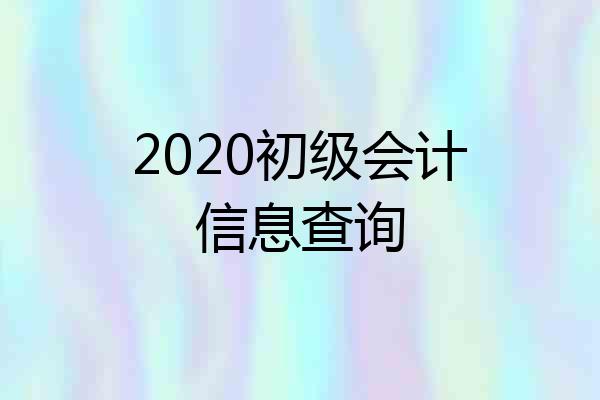 2020初级会计信息查询