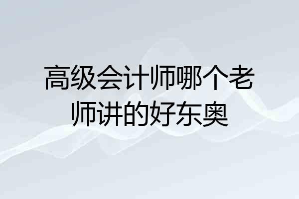 高级会计师哪个老师讲的好东奥