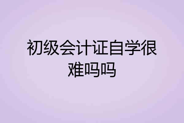 初级会计证自学很难吗吗