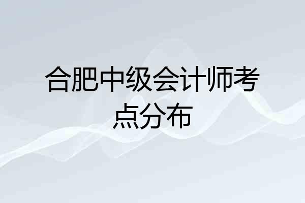 合肥中级会计师考点分布