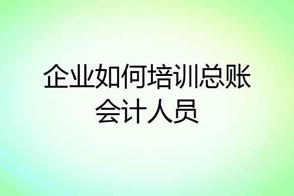 企业如何培训总账会计人员
