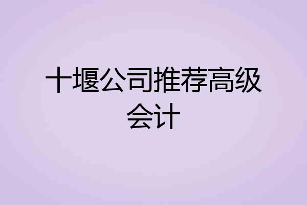 十堰公司推荐高级会计