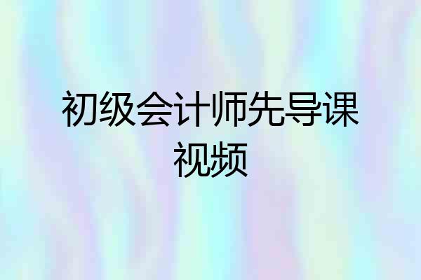 初级会计师先导课视频