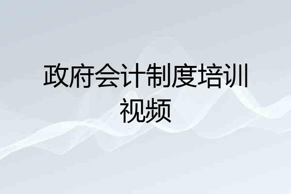 政府会计制度培训视频