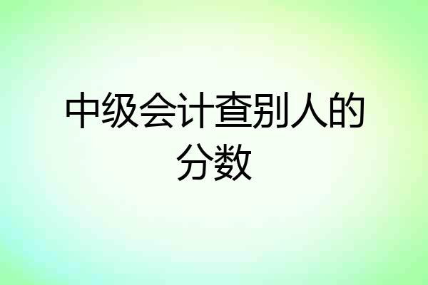 中级会计查别人的分数