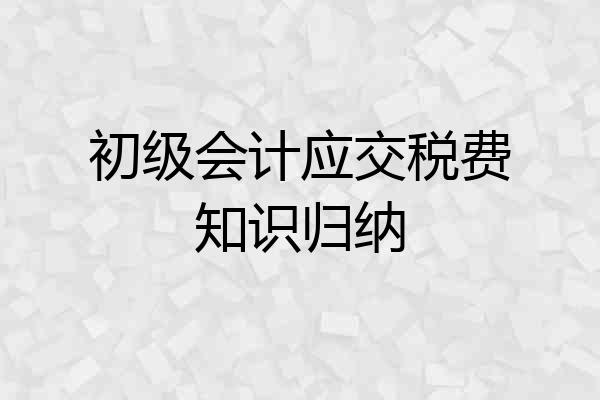初级会计应交税费知识归纳