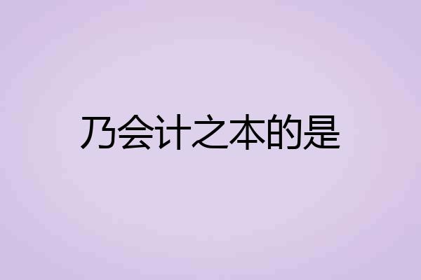 乃会计之本的是
