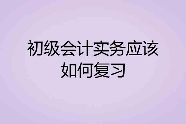 初级会计实务应该如何复习
