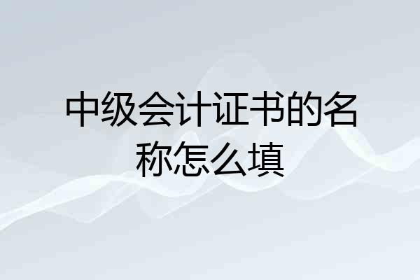 中级会计证书的名称怎么填