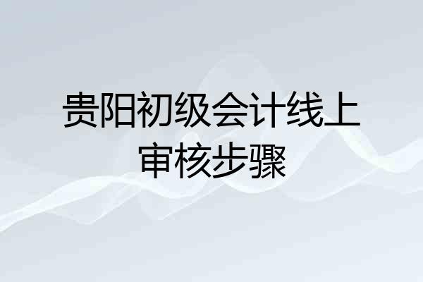 贵阳初级会计线上审核步骤