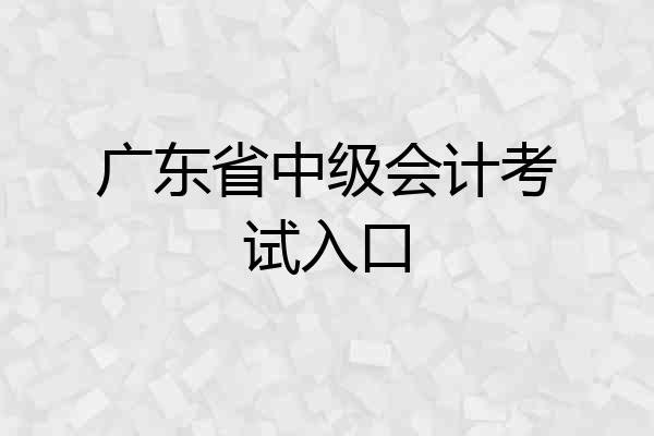 广东省中级会计考试入口
