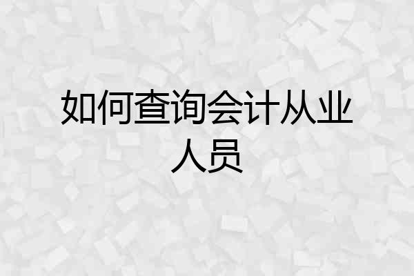 如何查询会计从业人员