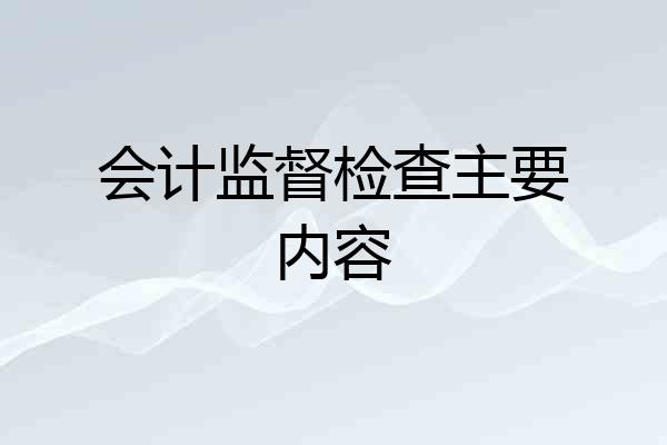会计监督检查主要内容