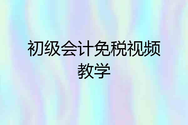 初级会计免税视频教学
