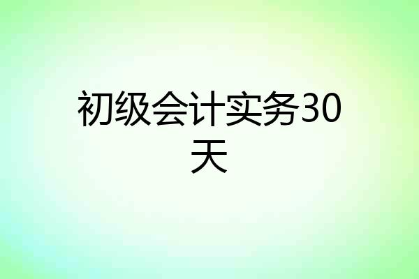 初级会计实务30天
