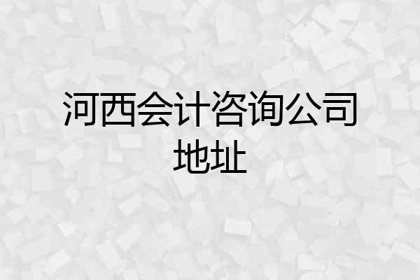 河西会计咨询公司地址