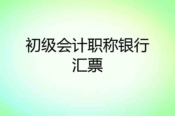 初级会计职称银行汇票