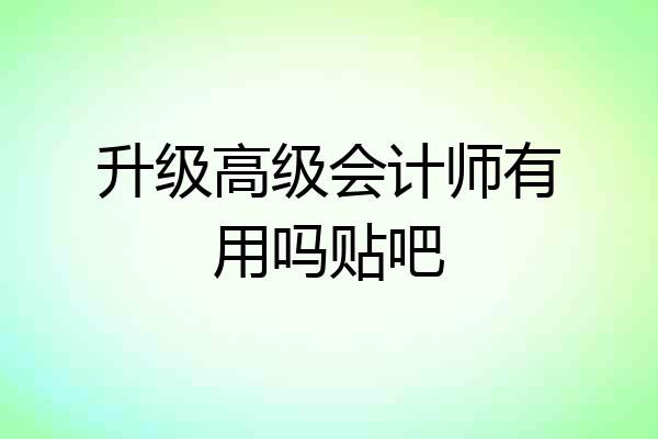 升级高级会计师有用吗贴吧