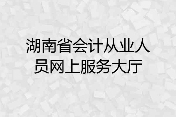 湖南省会计从业人员网上服务大厅