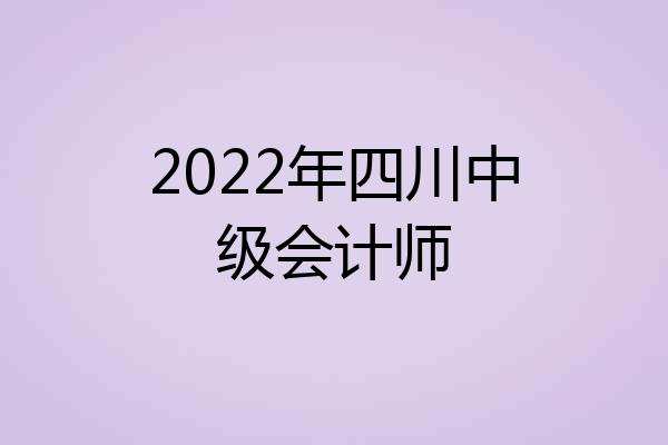2022年四川中级会计师