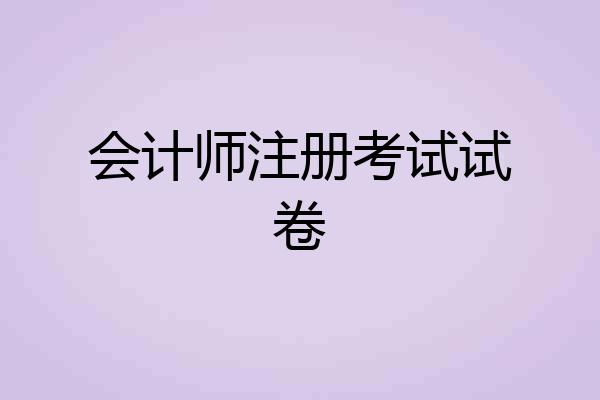 会计师注册考试试卷