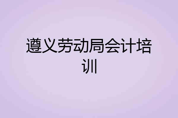 遵义劳动局会计培训