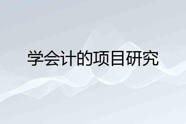 学会计的项目研究