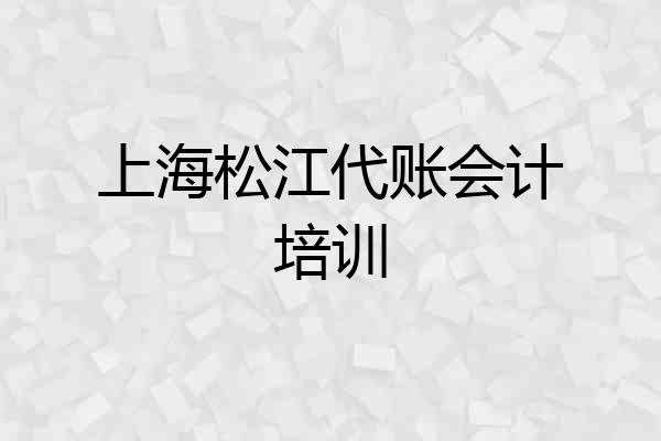 上海松江代账会计培训