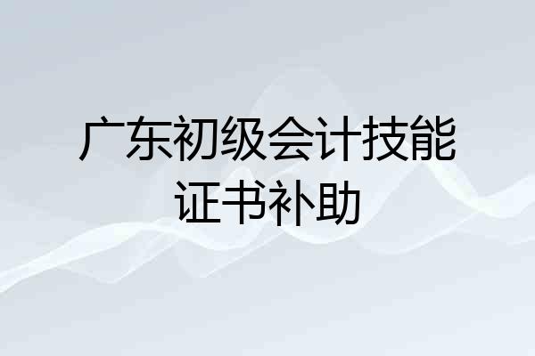 广东初级会计技能证书补助