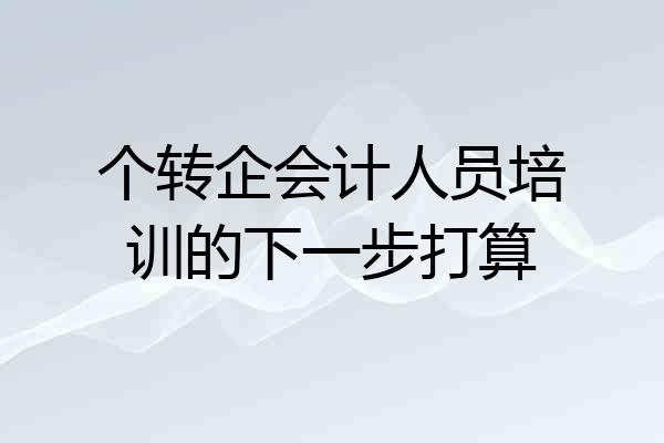 个转企会计人员培训的下一步打算