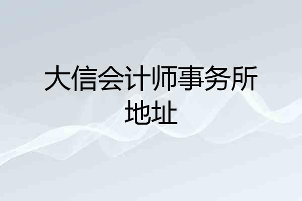 大信会计师事务所地址