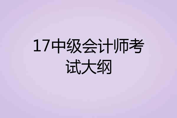 17中级会计师考试大纲
