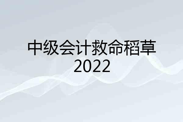 中级会计救命稻草2022