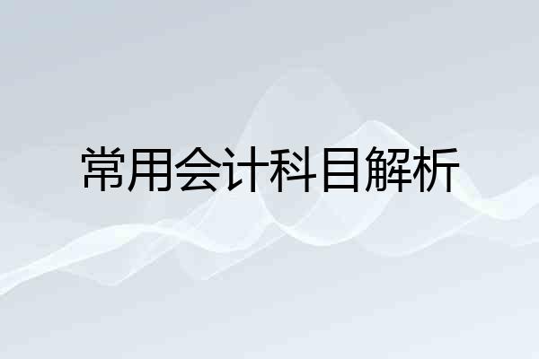 常用会计科目解析