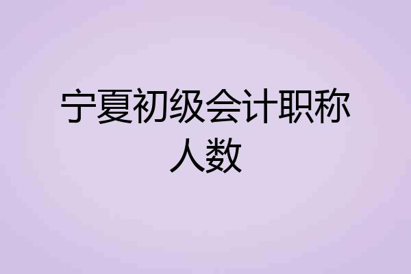 宁夏初级会计职称人数