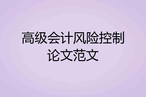高级会计风险控制论文范文