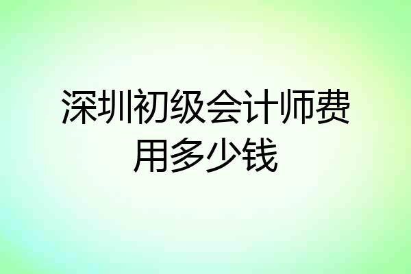 深圳初级会计师费用多少钱