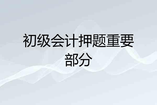 初级会计押题重要部分