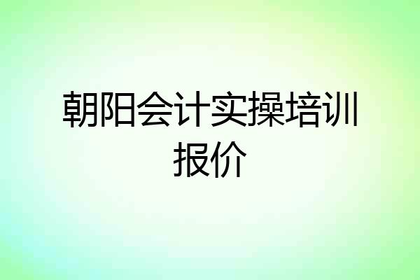 朝阳会计实操培训报价